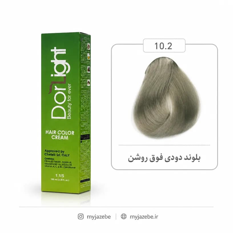رنگ مو دورلایت 10.2 بلوند دودی فوق روشن
