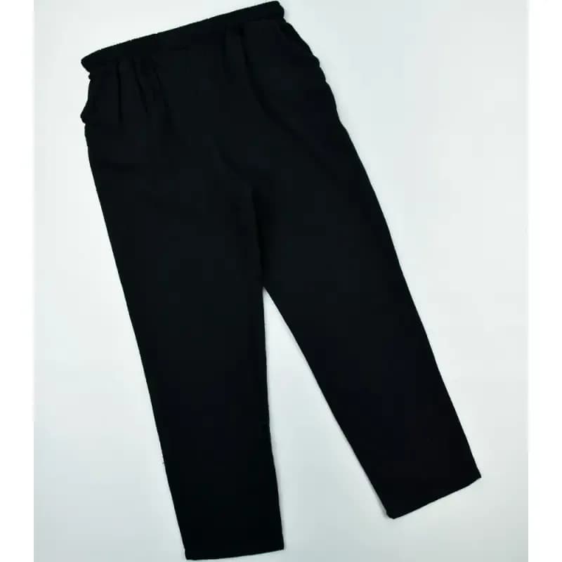 شلوار کتان پنبه حصیری مردانه بگ مشکی روزمره کمر کش — تصویر ۲