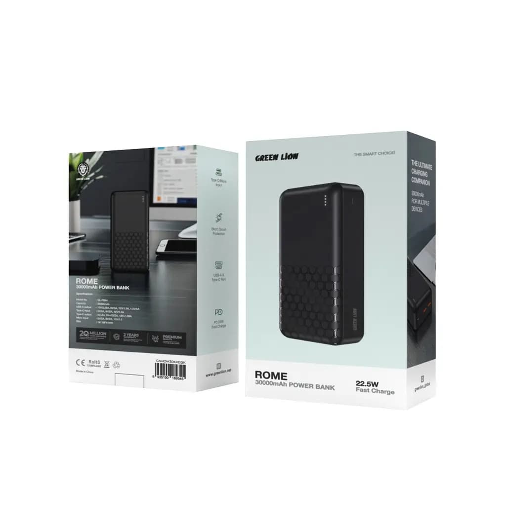 پاور بانک 22.5 وات گرین لاین مدل Rome 30000mAh — تصویر ۲