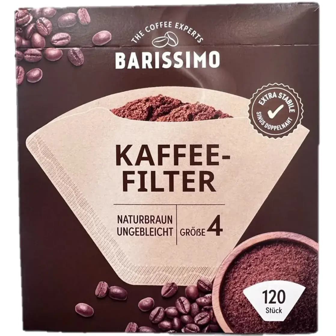 فیلتر کاغذی قهوه‌ساز فرانسه باریسیمو سایز ۴ با درز دوبل، ۱۰۰ عددی Barissimo Kaffee-Filter Grobe 4