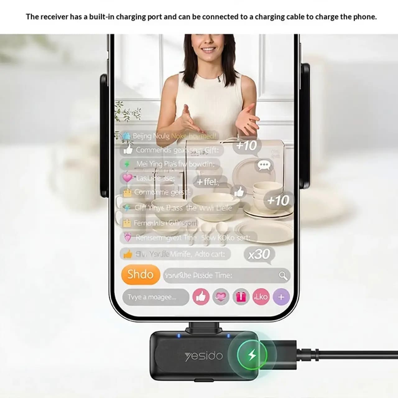 میکروفون بی سیم Yesido Lightning مدل KR24 – مشکی (گارانتی شش ماهه تعویض نیکان همراه) — تصویر ۵