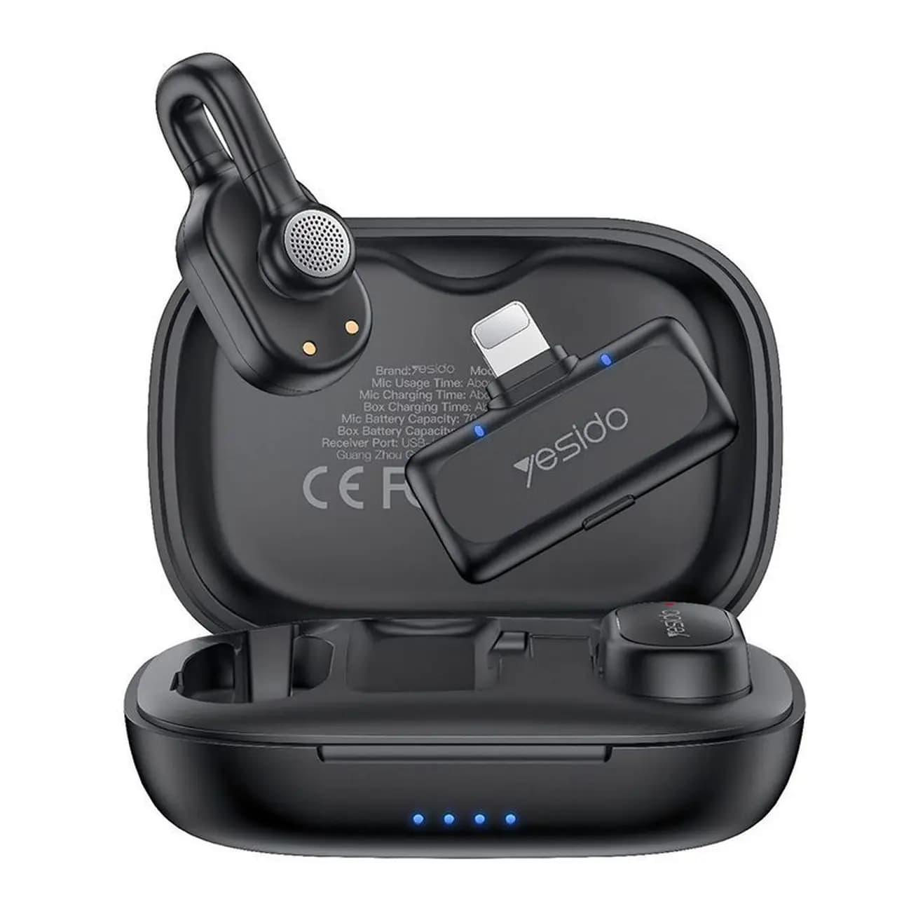 میکروفون بی سیم Yesido Lightning مدل KR24 – مشکی (گارانتی شش ماهه تعویض نیکان همراه)