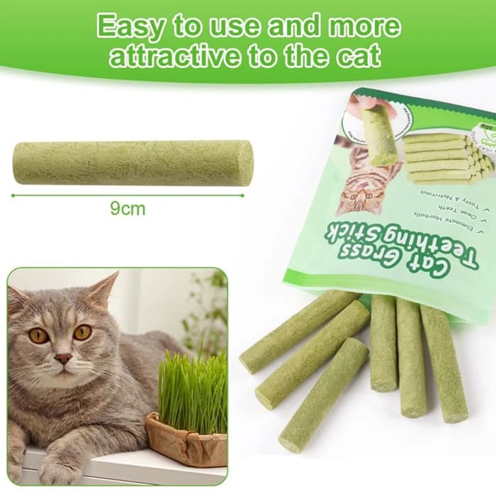 تشویقی علف گربه کت گرس با طعم مرغ مدل میله‌ای وزن 30 گرم Cat Grass Teething Stick — تصویر ۶