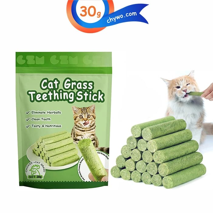 تشویقی علف گربه کت گرس با طعم مرغ مدل میله‌ای وزن 30 گرم Cat Grass Teething Stick