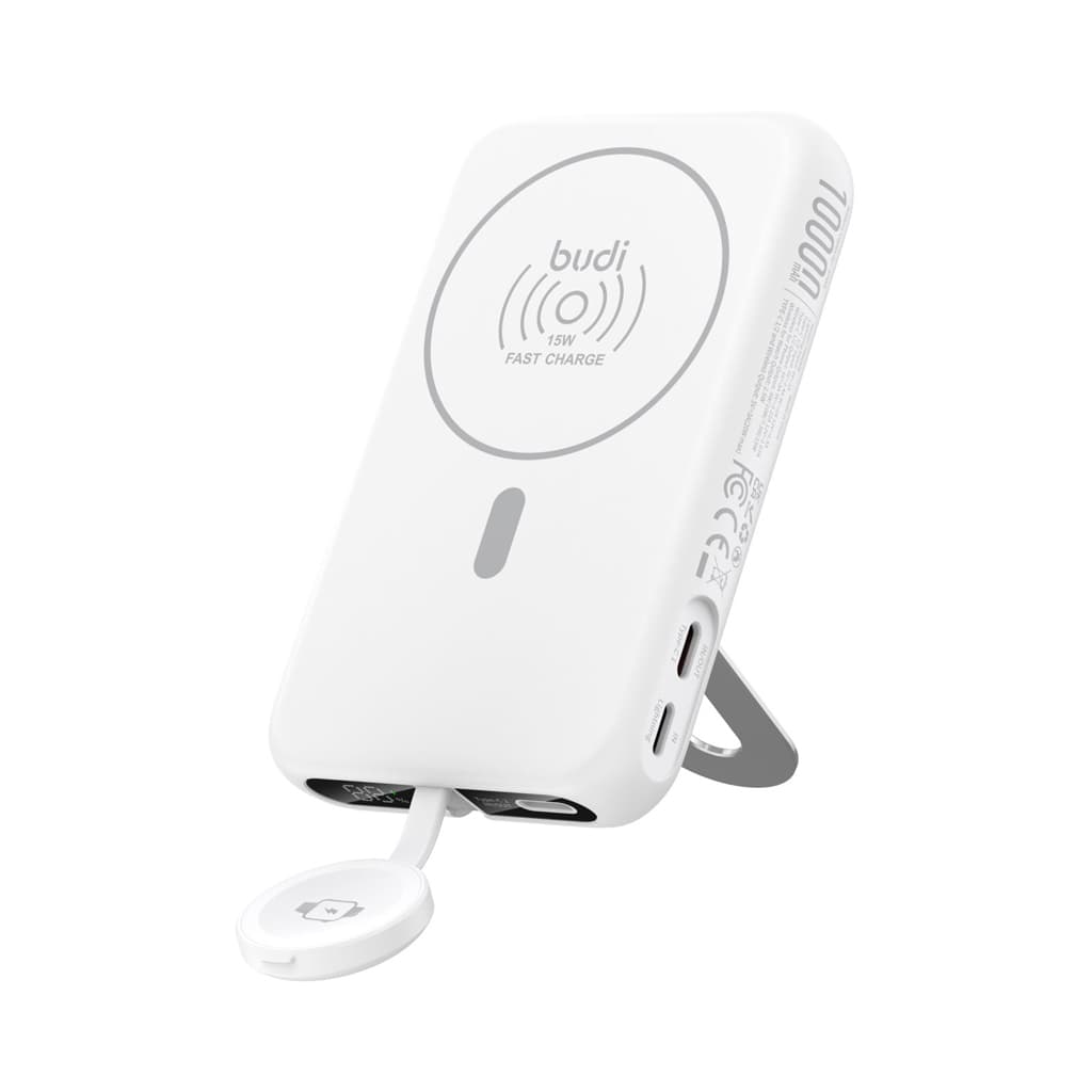 پاوربانک بی سیم بودی PD و فست 10000mAh 20W با دو پد شارژ بی سیم همزمان و نمایشگر درصد شارژ و قابلیت استند مدل PB806W با گارانتی 18 ماهه (6 ماه تعویض) — تصویر ۴
