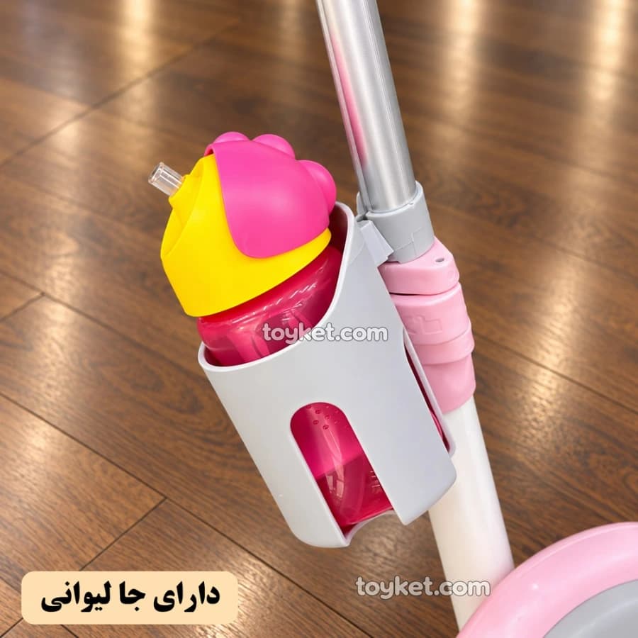 اسکوتر صندلی دار کودک با دسته هدایت والدین و چرخ ژله ای چراغ دار — تصویر ۷