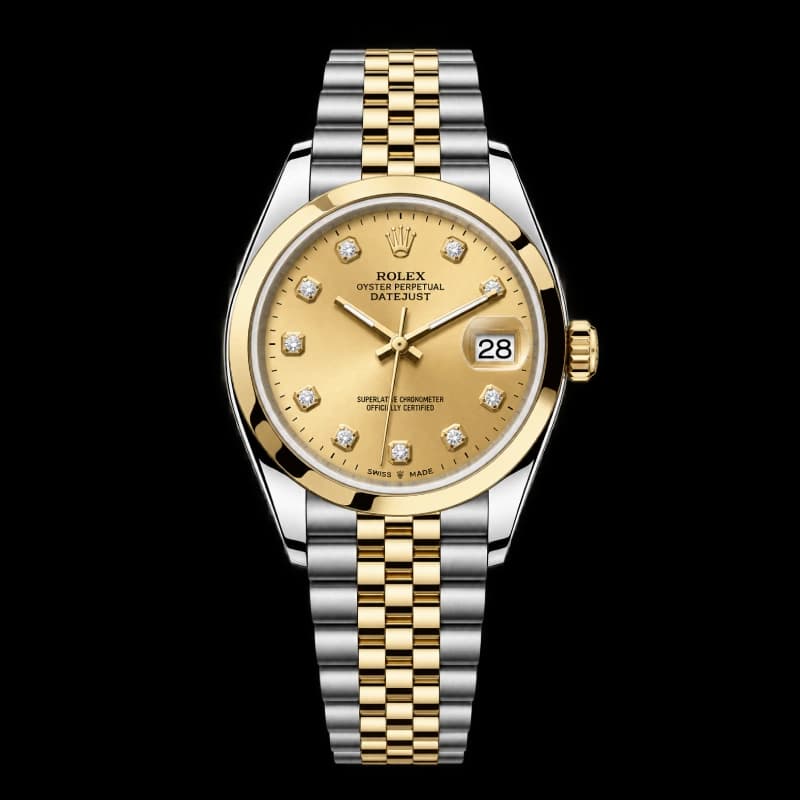 رولکس Datejust 36 شامپاینی نگیندار دو رنگ | رفرنس M126203-0017
