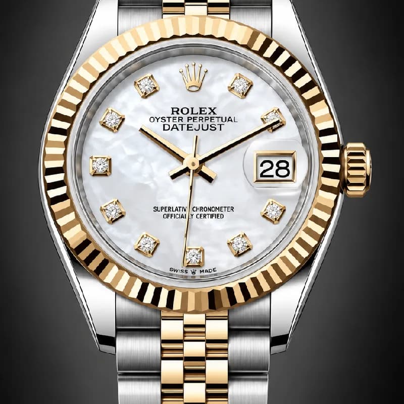 رولکس Datejust 36 نقره‌ای Jubilee نگین‌دار دو رنگ | رفرنس M126233-0027 — تصویر ۲