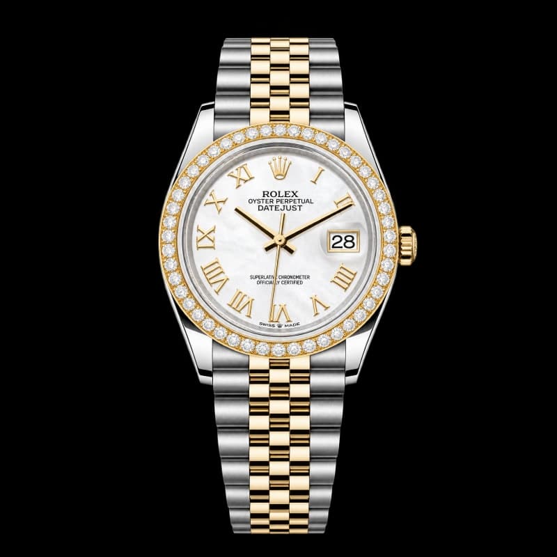 رولکس Datejust 36 سفید رومی بزل الماس دو رنگ | رفرنس M126283RBR-0015