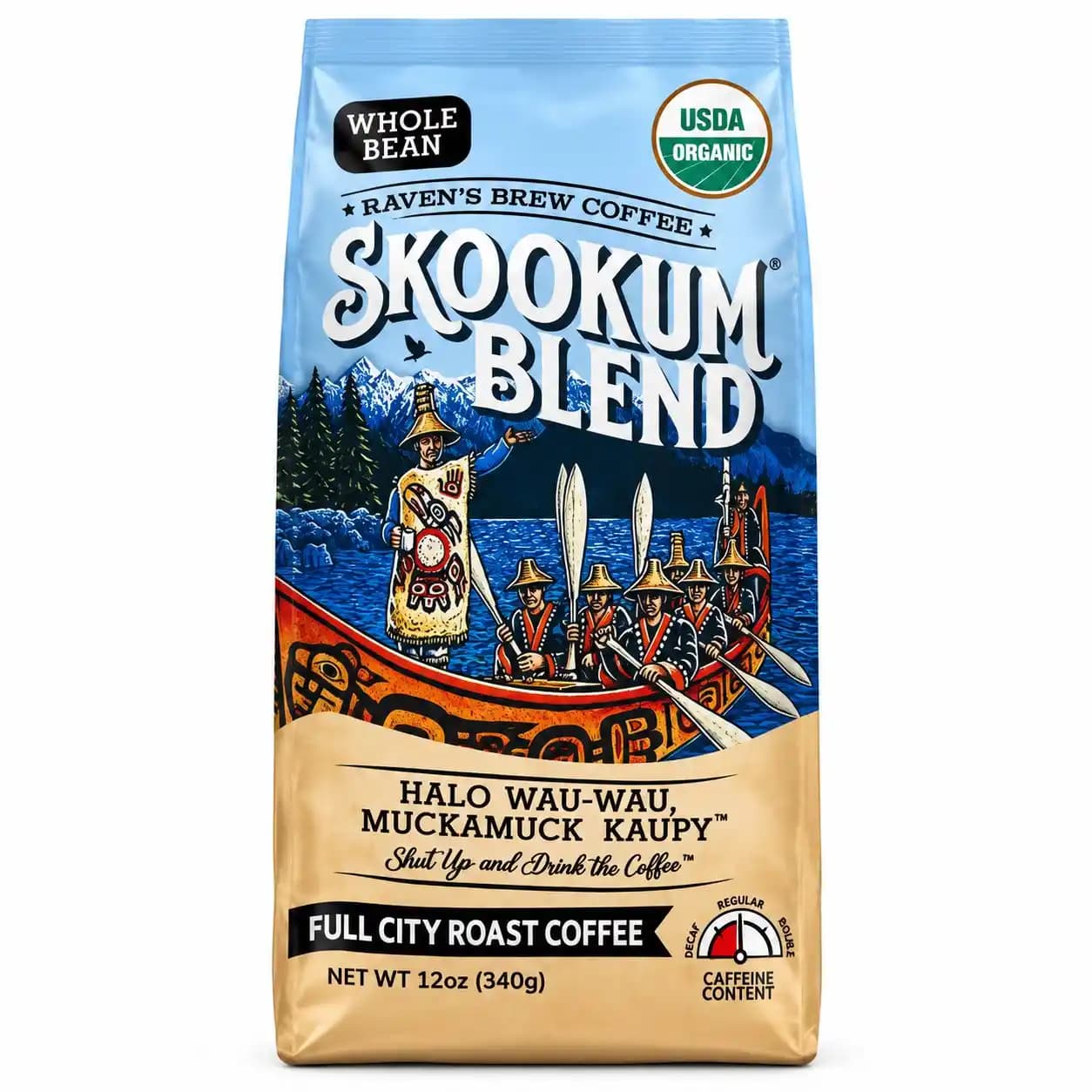 دانه قهوه اسکوکوم بلند(Skookum Blend)ریونز برو (Raven’s Brew) دارک رست(۳۴۰ گرم)