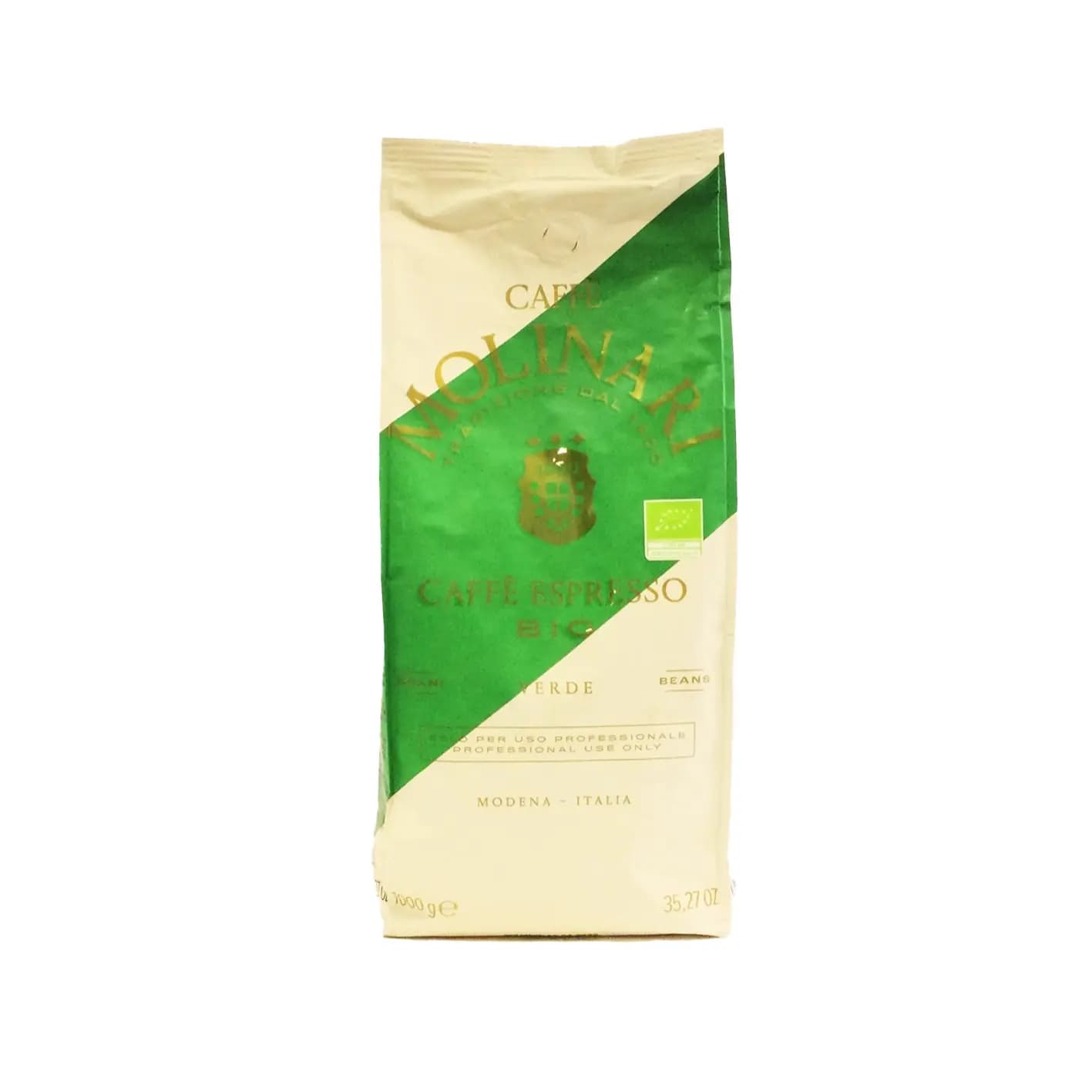 دانه قهوه ۱۰۰۰ گرمی مولیناری مدل Bio Verde