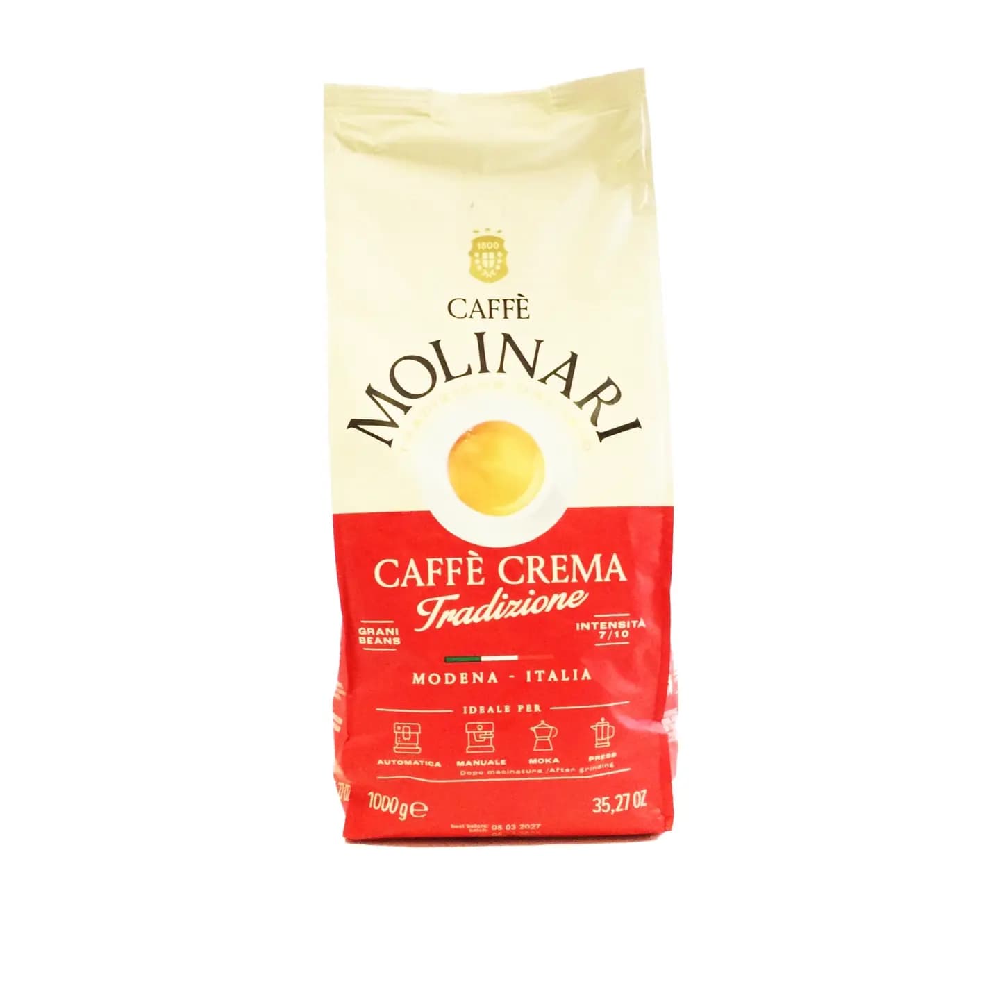 دانه قهوه ۱۰۰۰ گرمی مولیناری مدل Caffe Crema Tradizione