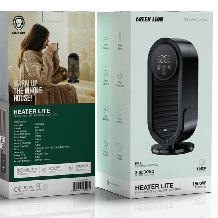 بخاری برقی فندار Green Lion Heater Lite مدل (GHT1500) — تصویر ۳