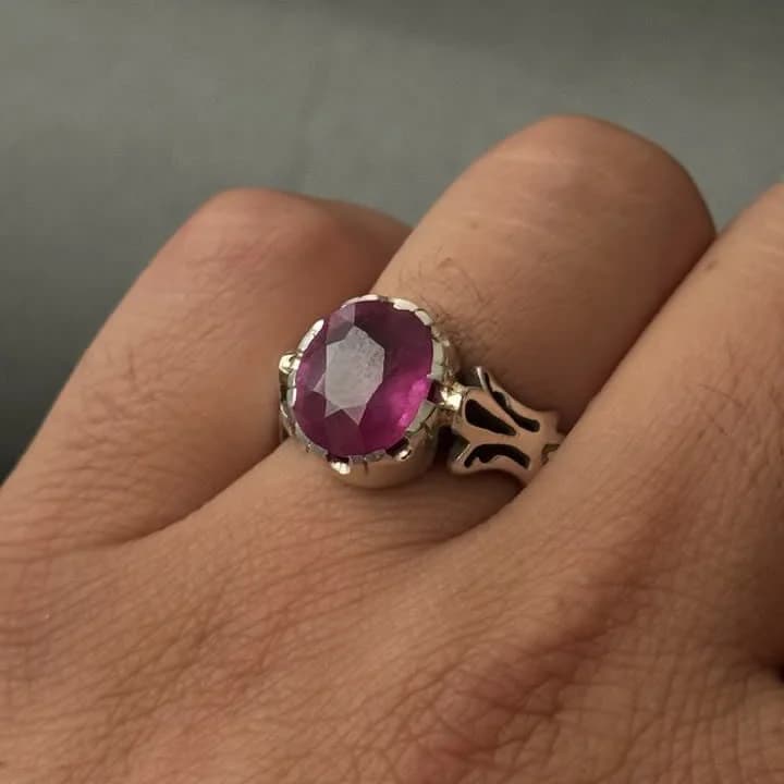 انگشتر مردانه یاقوت سرخ آفریقایی دستساز کد 3653 — تصویر ۲