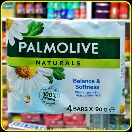 صابون پالمولیو نچرالز بالانس اند سافتنس بابونه و ویتامین E مدل Palmolive Naturals Balance & Softness بسته ۴ عددی