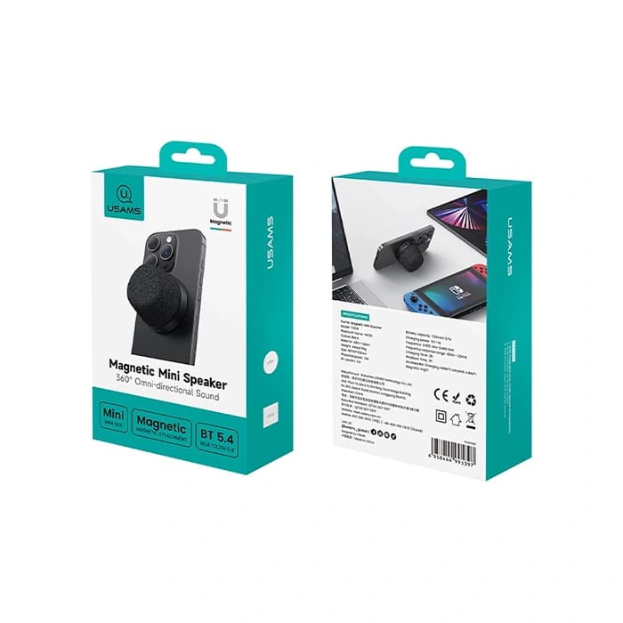 اسپیکر بلوتوثی کوچک قابل حمل جیبی شارژی مگنتی یوسمز USAMS YX016 توان 5 وات — تصویر ۲