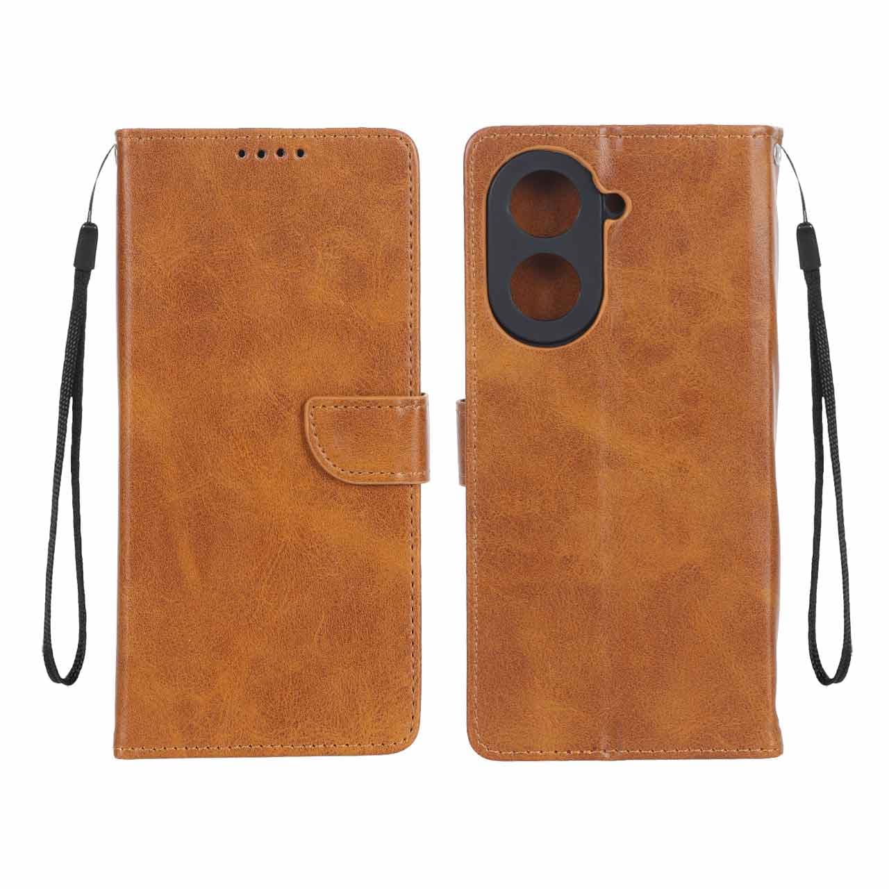 کیف چرمی موبایل مگنتی محافظ لنزدار مناسب برای Xiaomi Redmi A7 – عسلی