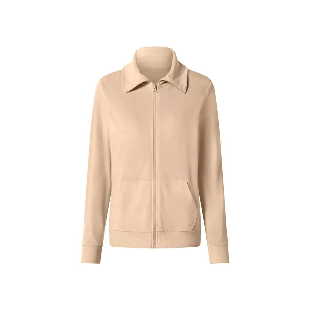 ست سویشرت زیپ دار و شلوار زنانه اسمارا مخمل مدل یقه برگردان 59700 — تصویر ۴