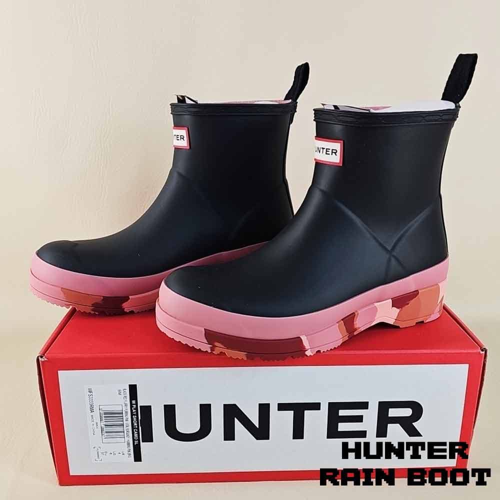بوت هانتر زنانه ساق کوتاه مشکی صورتی Hunter Original Rain Women’s Short Boots Black Pink — تصویر ۷