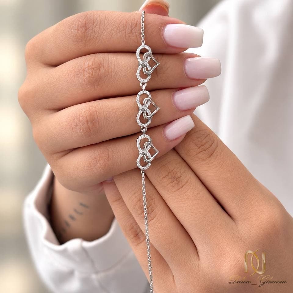 دستبند نقره زنانه مجلسی قلب — تصویر ۳