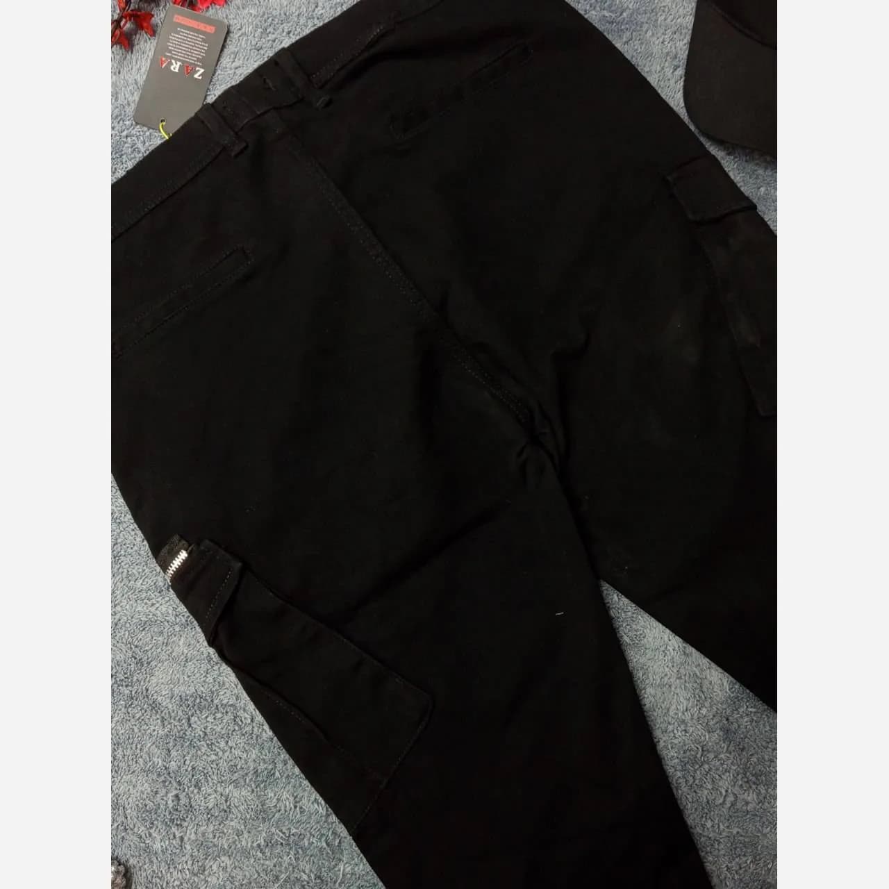 شلوار ترند 6جیب دمپا زیپ کتان برند ZARA — تصویر ۵