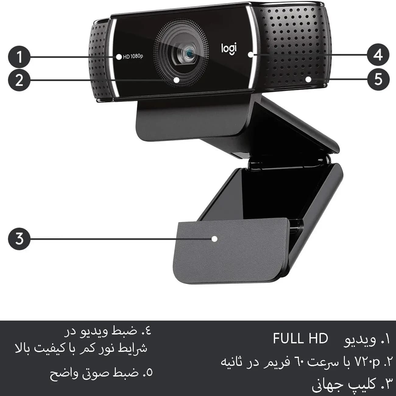 🎥 وبکم لاجیتک مدل C922 Pro HD — تصویر ۳