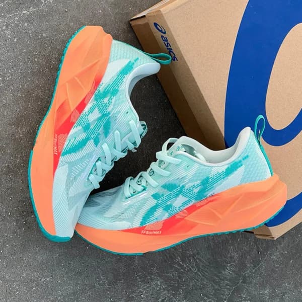 اسیکس نوابلاست 5 سبز آبی نارنجی ASICS Novablast 5 Soothing Sea Wave Teal Orange
