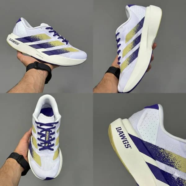 آدیداس آدیزیرو سفید بنفش طلایی adidas Adizero Evo SL Washington JQ4578 — تصویر ۲