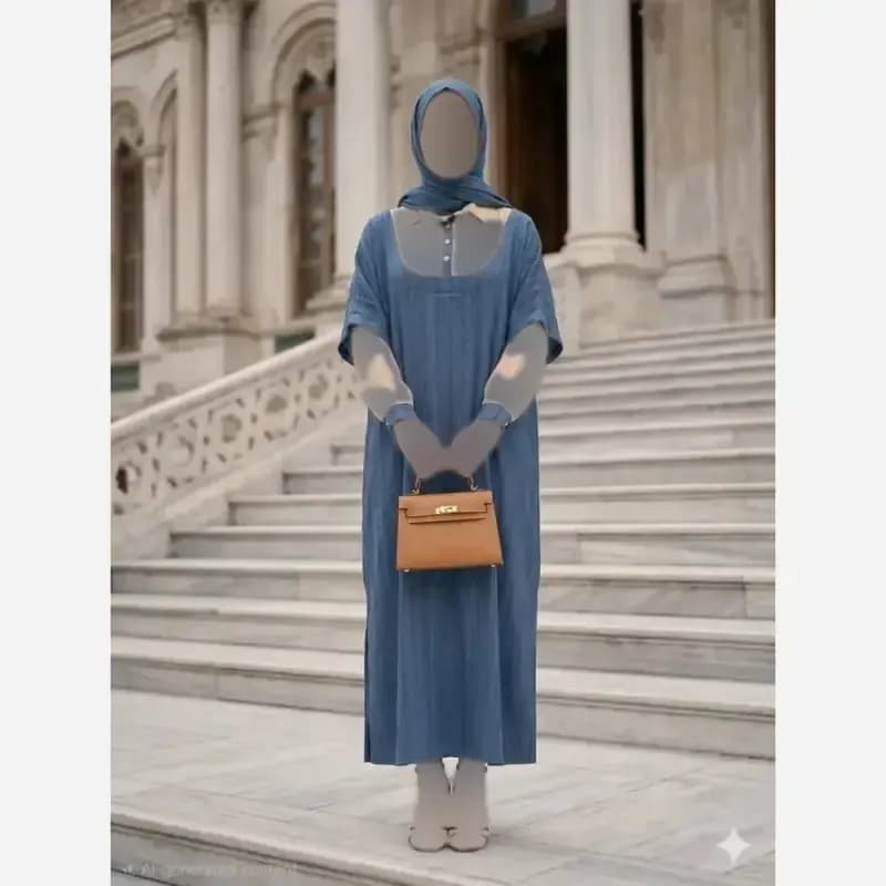 پیراهن مدل ریما جنس شانتون ژاکارد خرجکار آیوا سایز آزاد 38 تا 58 قد 130 — تصویر ۵