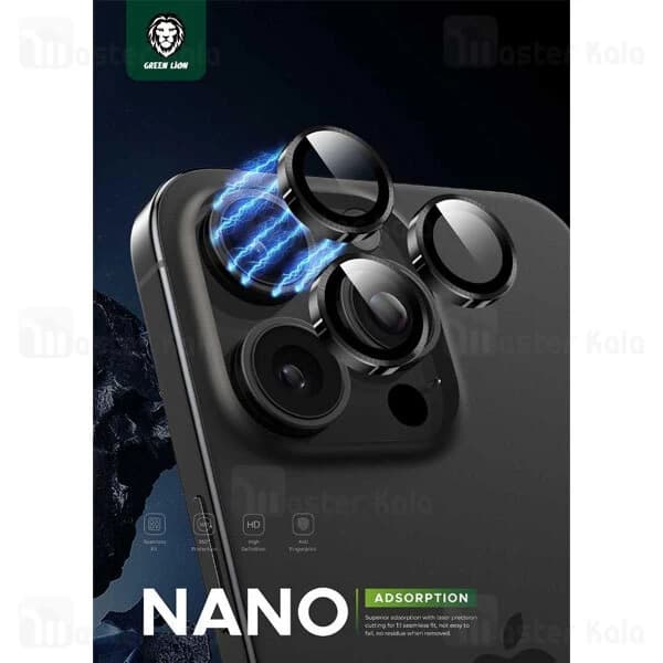 محافظ لنز فلزی دوربین گرین لاین Apple iPhone 15 Pro / 15 Pro Max Green Lion Classic Camera Lens — تصویر ۲