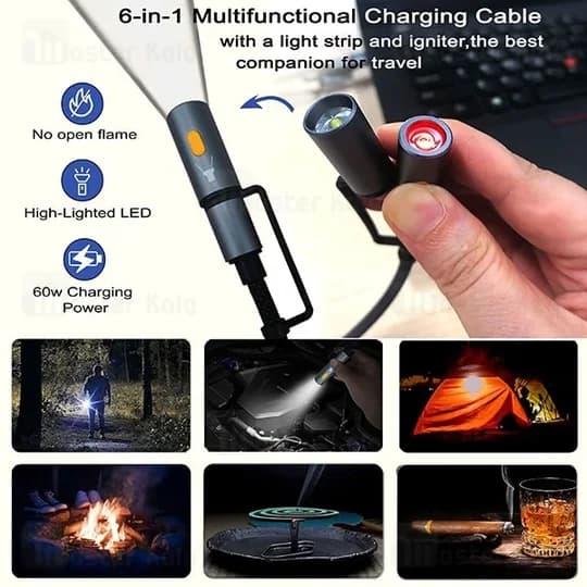 کابل Type-C به Type-C چندکاره بیوا Biva C-38 4 in 1 Multifunction Data Cable طول 1.2 متر توان 60 وات — تصویر ۷