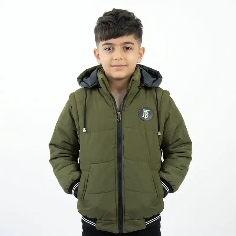 کاپشن پافرشو پسرانه سبز آستین جداشونده