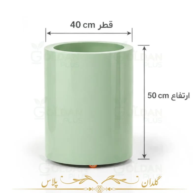 گلدان فلزی استوانهای گالوانیزه ۴۰×۵۰ چرخدار