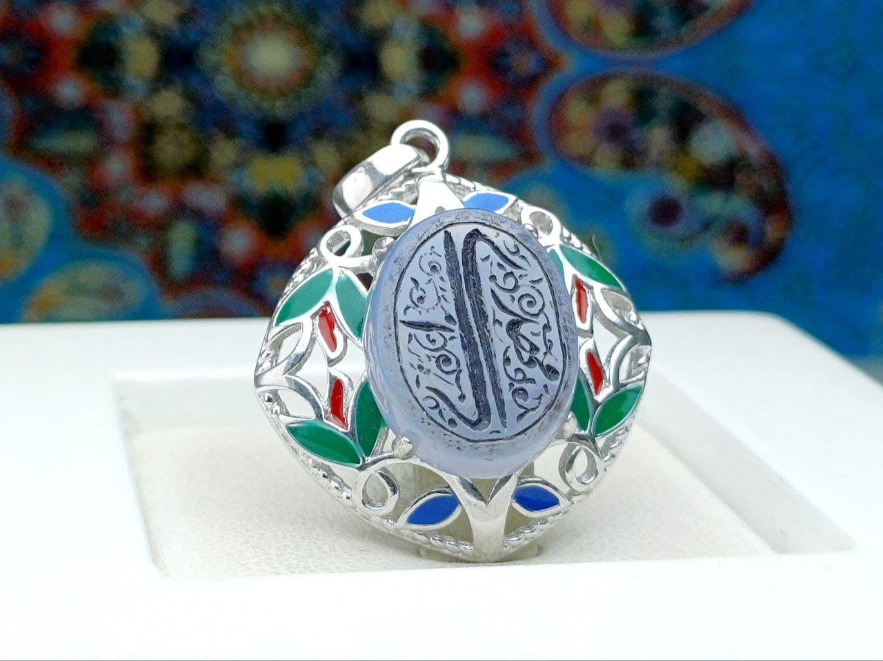 مدال توگردنی عقیق یمن کبود اصلی حکاکی یا مهدی