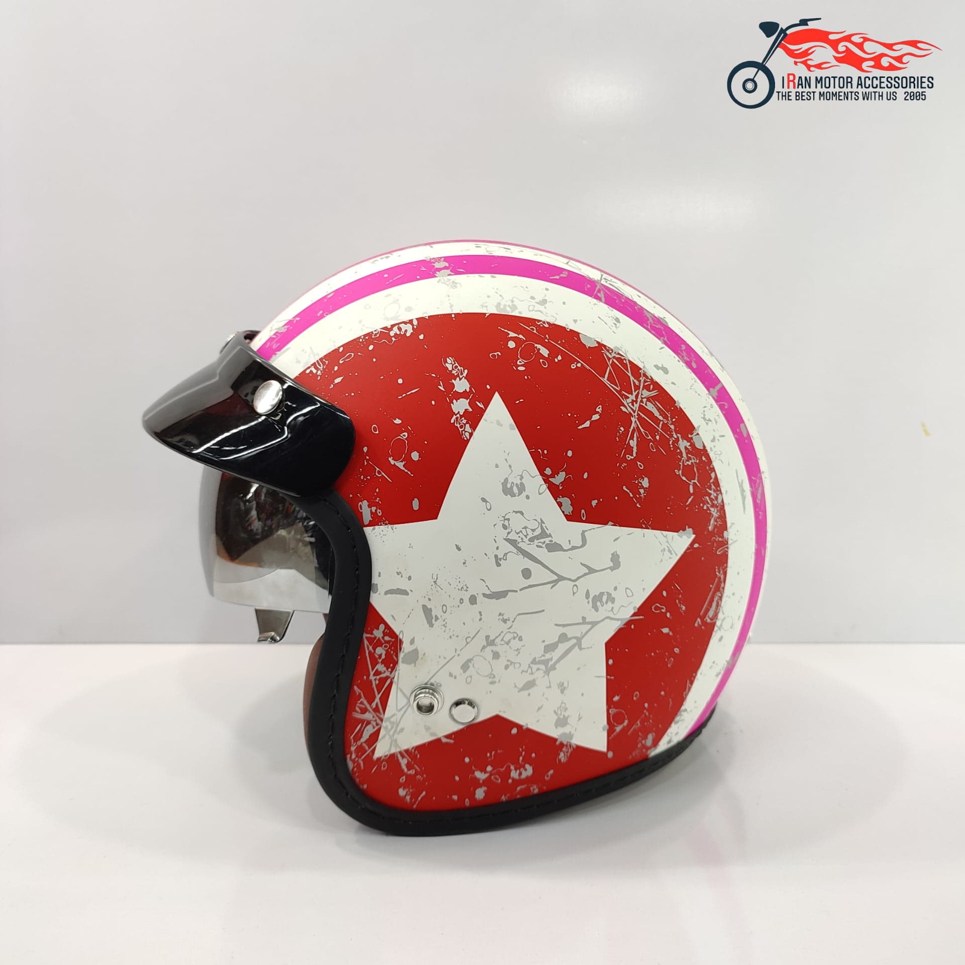 کلاه کاسکت وسپایی راپیدو کد 859 – قرمز با طرح ستاره