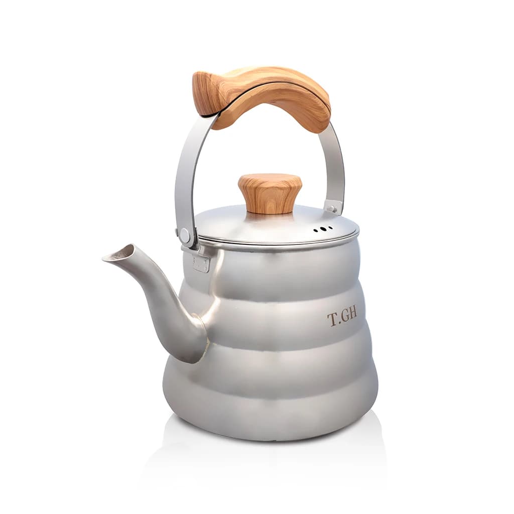 کتری اریا 2.5 لیتر لوله دارمات کف چدن 30607 طرح چوب-قیطاسی