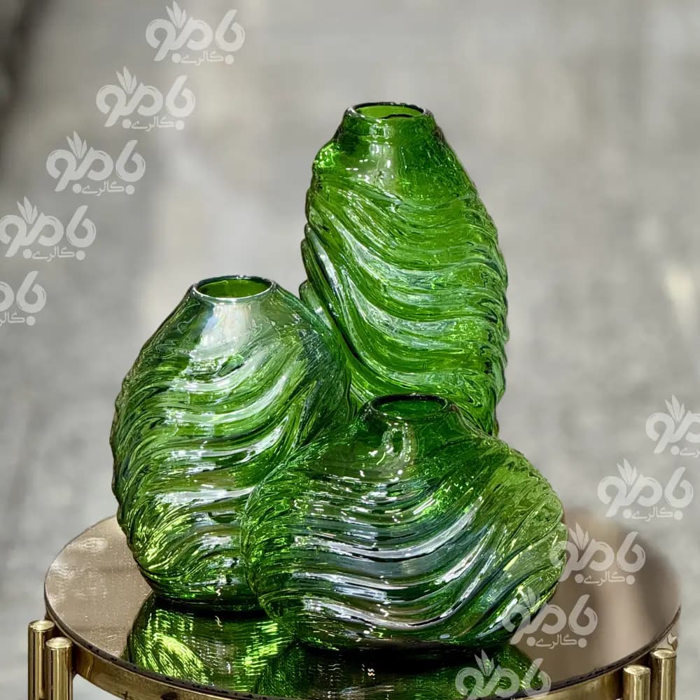 گلدان سالنگ شیشه ای 3عددی خطی