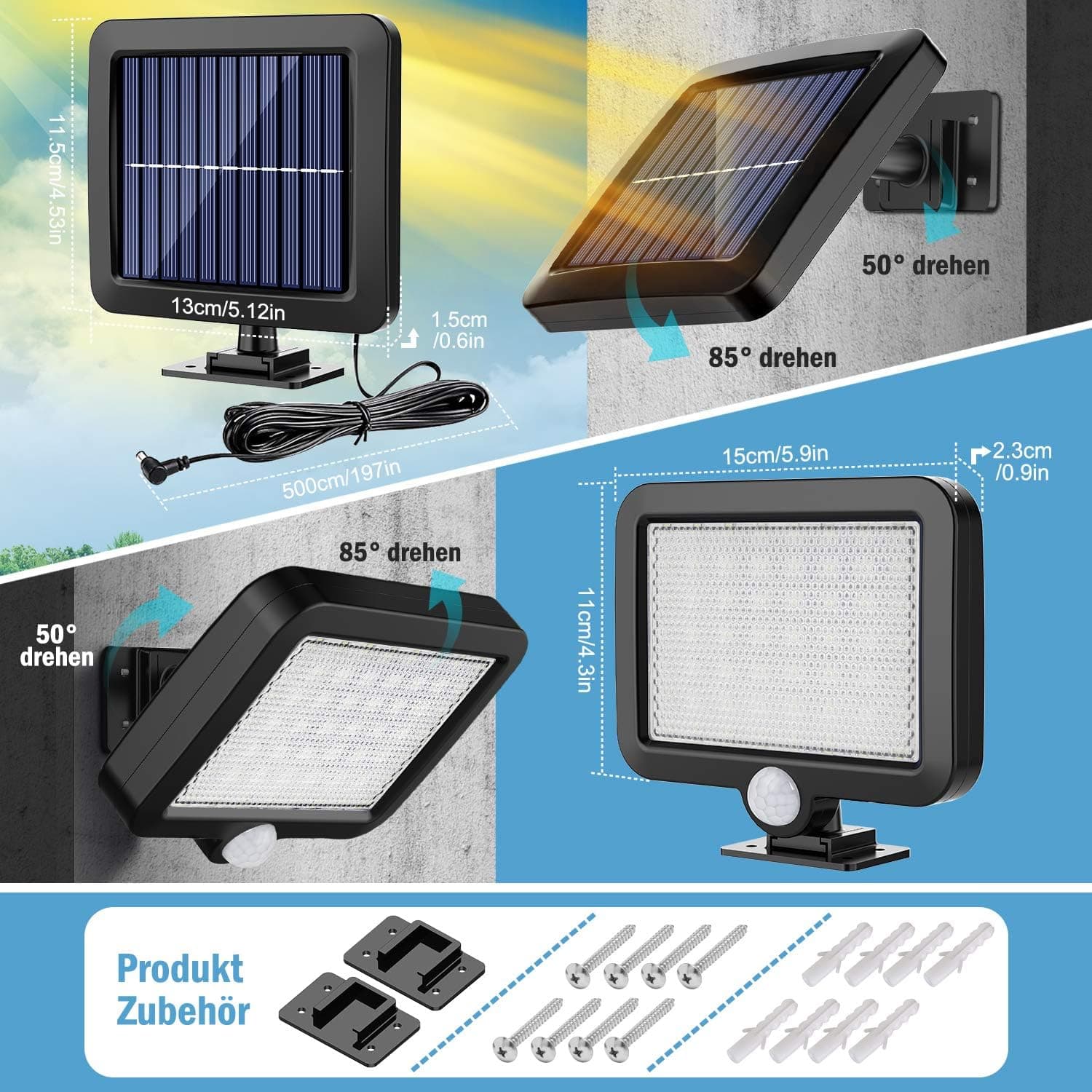 چراغ خورشیدی سنسوردار ضدآب ام‌پی‌جی | MPJ Solar Lights Outdoor Motion Sensor Waterproof — تصویر ۳