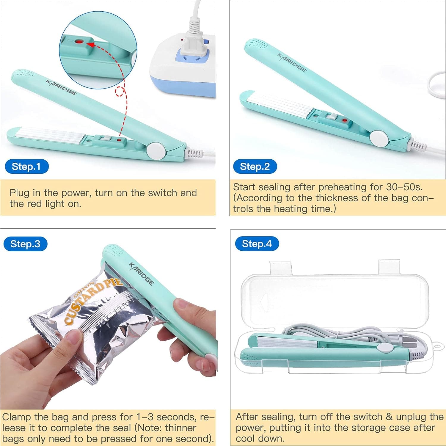 مینی دستگاه پرس پلاستیک حرارتی و برش‌دهنده | Mini Handheld Bag Sealer & Cutter — تصویر ۶