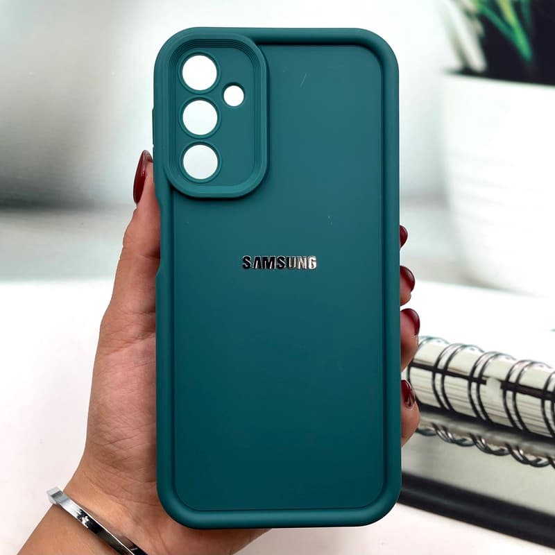 قاب گوشی Galaxy A24 سامسونگ Armor Case ضد ضربه سیلیکونی تاک سولید محافظ لنز دار برجسته سبز کد 390421