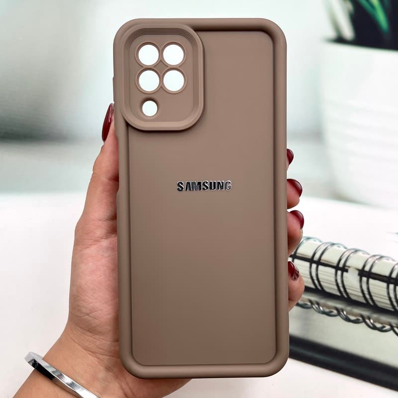 قاب گوشی Galaxy A22 4G / Galaxy M32 4G سامسونگ Armor Case ضد ضربه سیلیکونی تاک سولید محافظ لنز دار برجسته موکا کد 212360