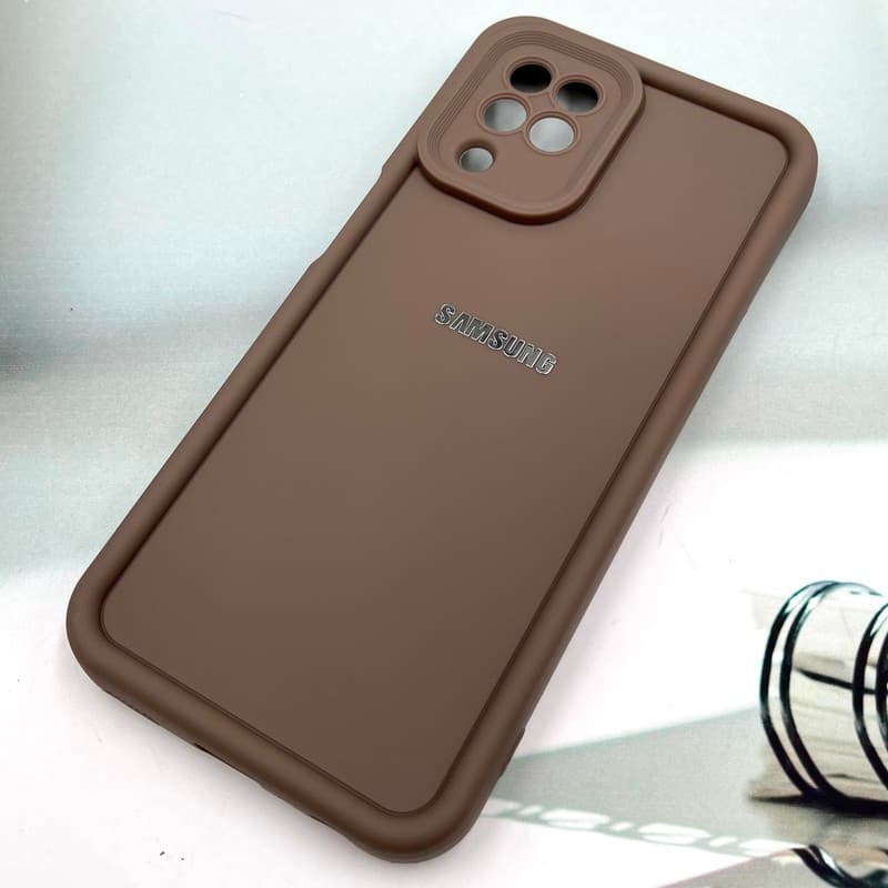 قاب گوشی Galaxy A22 4G / Galaxy M32 4G سامسونگ Armor Case ضد ضربه سیلیکونی تاک سولید محافظ لنز دار برجسته موکا کد 212360 — تصویر ۲