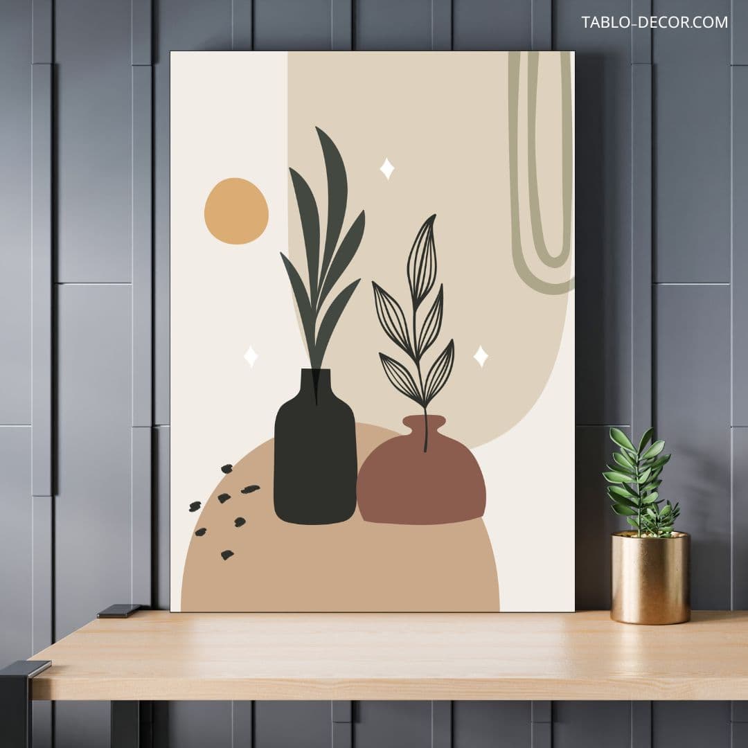 تابلو مینیمال گل و گلدان Flowers and vases