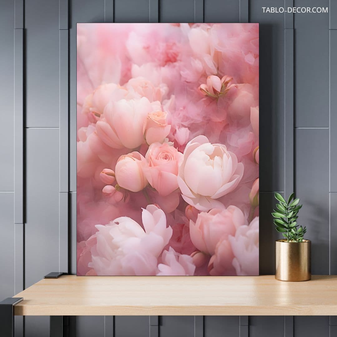 تابلو مینیمال گل های صورتی Pink flowers