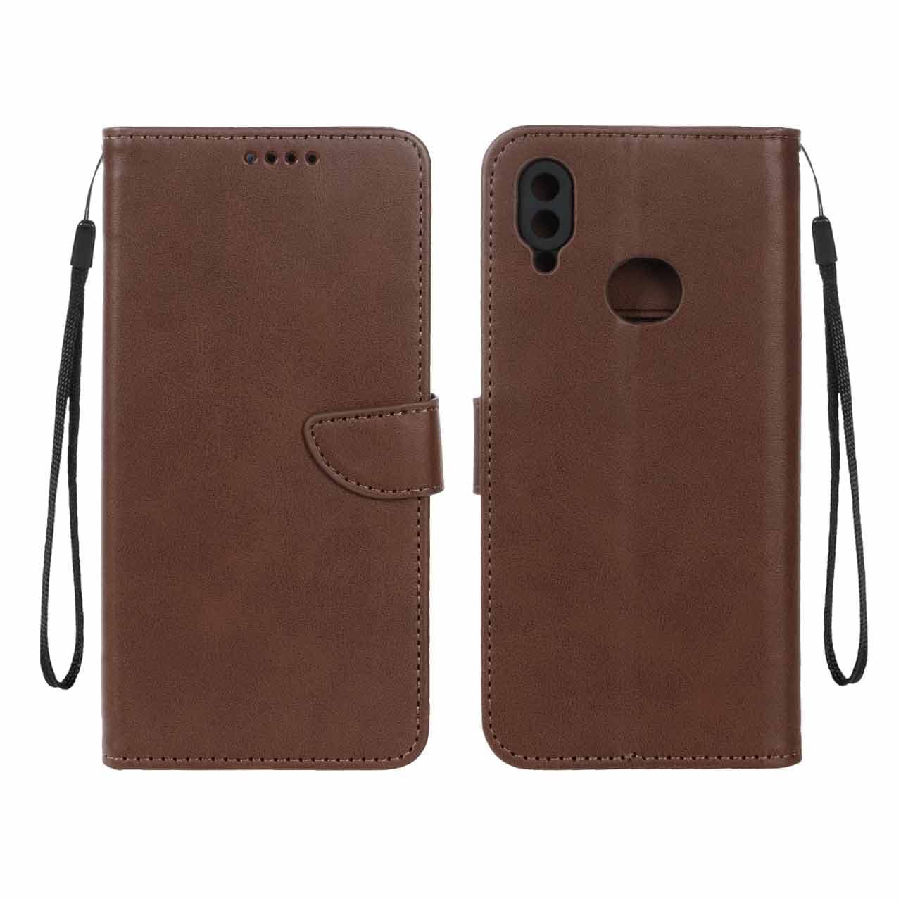 کیف چرمی موبایل مگنتی محافظ لنزدار Samsung Galaxy A10s – قهوه ای
