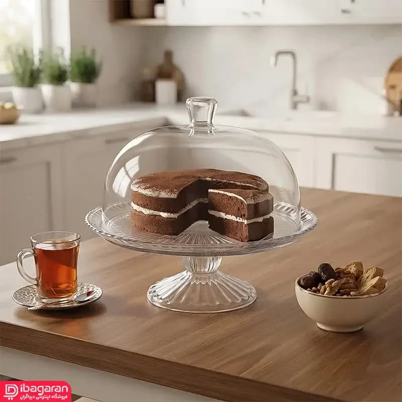 کیک خوری بلور پایه دار مدل 47004