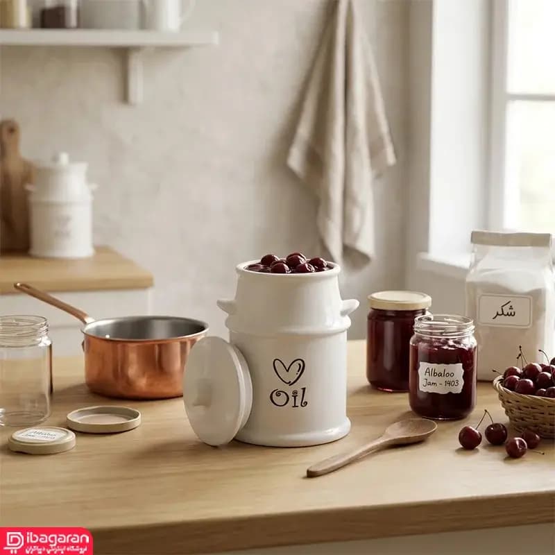 بانکه روغن سرامیکی درب دار طرح Oil