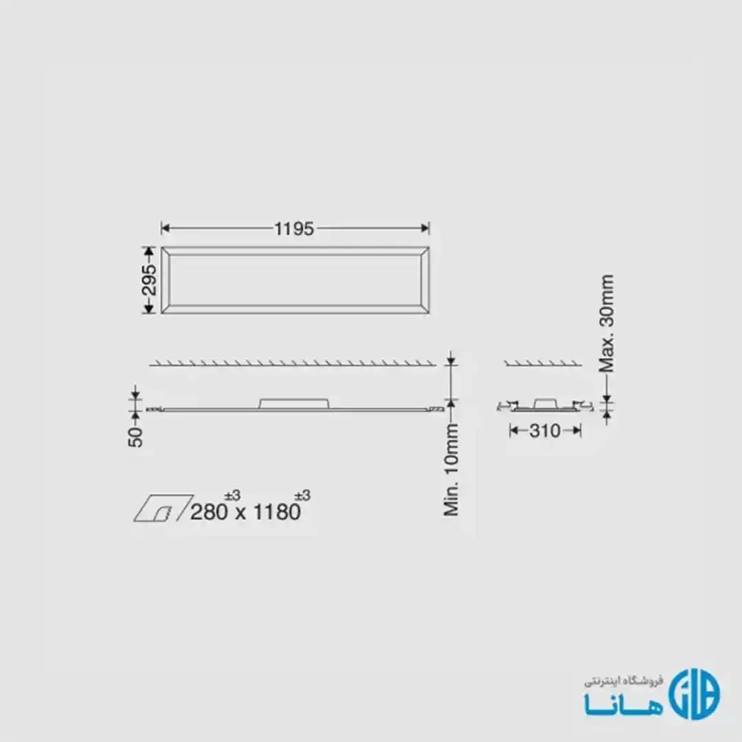 پنل توكار لديلوكس 30×120 مازی نور — تصویر ۲