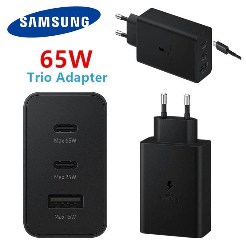 شارژر سامسونگ اصل مدل SAM EP TA-800NB EGEU 65W 2PD USB به همراه کابل دو سر تایپ سی