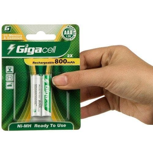 باتری قابل شارژ نیم قلمی گیگاسل مدل Ni-MH Rechargeable 800mAh بسته‌ی 2 عددی — تصویر ۳
